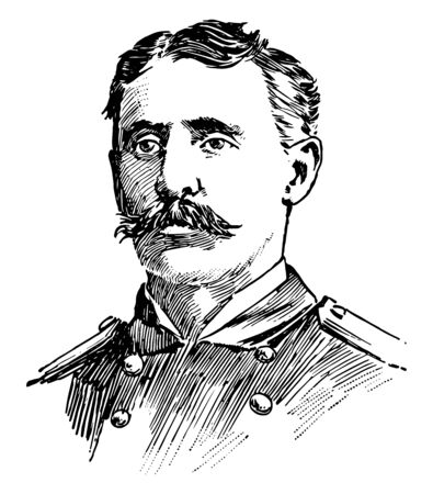 Charles Vernon Gridley 1844 to 1898 he was an officer in the United States Navy during the American civil war and the SpanishÂAmerican war vintage line drawing or engraving illustrationのイラスト素材