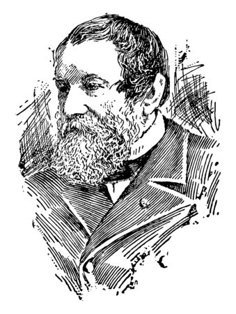Cyrus Hall McCormick 1809 to 1884 he was an American inventor and the founder of the McCormick Harvesting Machine Company vintage line drawing or engraving illustrationのイラスト素材