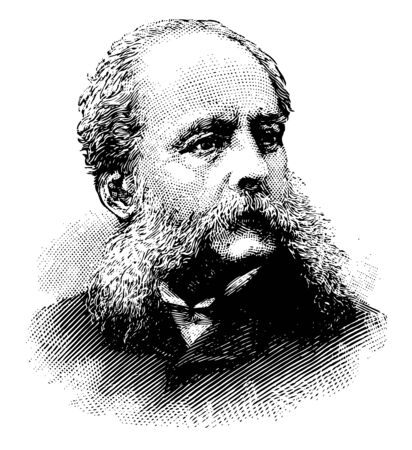 Stephen Bleecker Luce 1827 to 1917 he was a U.S. navy admiral founder and first president of the Naval war college vintage line drawing or engraving illustrationのイラスト素材