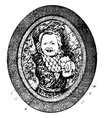 Stamped Metal Frame Picture is a painting of liquor drink vintage line drawing or engraving illustration.のイラスト素材