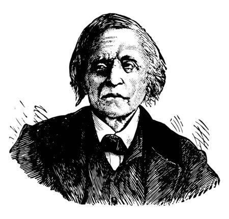 William Hutchings 1764 to 1866 he was a soldier who fought in the American revolutionary war vintage line drawing or engraving illustrationのイラスト素材