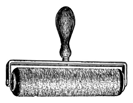 This illustration represents Roller Smoothing which used to smooth embossed vintage line drawing or engraving illustration.のイラスト素材
