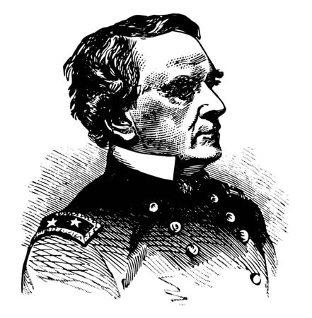 John Adams Dix 1798 to 1879 he was secretary of the Treasury governor of New York and union major general during the civil war vintage line drawing or engraving illustrationのイラスト素材