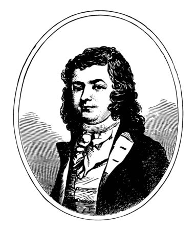John Paulding 1758 to 1818 he was a militiaman from the state of New York vintage line drawing or engraving illustrationのイラスト素材