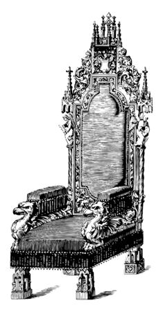 Arm chair is beautifully craved with birds, angels, leaf designs, vintage line drawing or engraving...