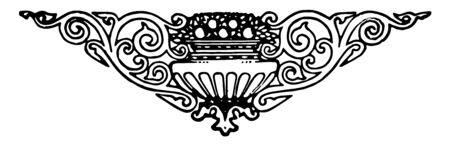 Triangle Shaped Doodad decorated by waves pattern in its design vintage line drawing or engraving.のイラスト素材