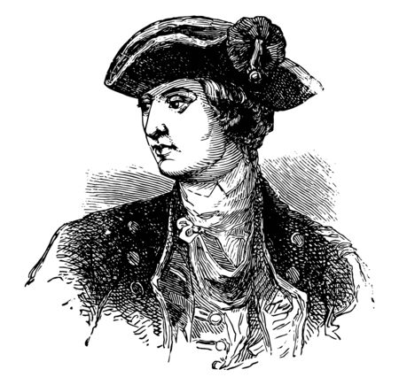 David Wooster 1710 to 1777 he was an American general who served in the French and Indian war and in the American revolutionary war vintage line drawing or engraving illustrationのイラスト素材