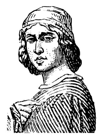 Masaccio 1401 to 1428 he was the first great Italian painter of the Quattrocento period of the Italian Renaissance vintage line drawing or engraving illustrationのイラスト素材