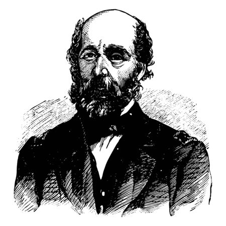 Captain Charles Stewart Boggs 1811 to 1888 he served in the United States navy during the Mexican to American war and the American civil war vintage line drawing or engraving illustrationのイラスト素材