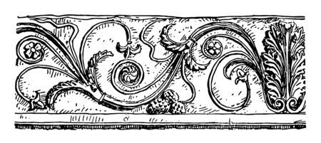 Pompeiian Rinceau is a Ancient Rome vintage line drawing or engraving illustration.のイラスト素材
