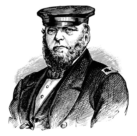 Louis Malesherbes Goldborough 1805 to 1877 he was a rear admiral in the United States navy during the American civil war vintage line drawing or engraving illustrationのイラスト素材
