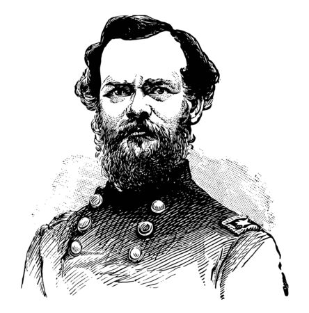 James Birdseye McPherson 1828 to 1864 he was a career United States army officer and a general in the union army during the American civil war vintage line drawing or engraving illustrationのイラスト素材
