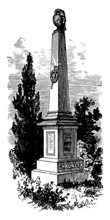 Monument of Isaac Chauncey he was an officer in the United States Navy vintage line drawing or engraving illustrationのイラスト素材