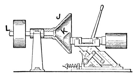 This illustration represents Friction Coupling for Various Speed Adjustment, vintage line drawing or engraving illustration.のイラスト素材
