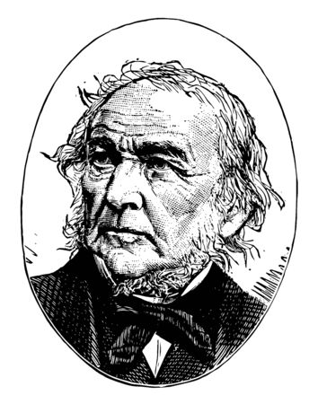 William Ewart Gladstone, 1809-1898, he was a British Liberal statesman, conservative politician, prime minister of the United Kingdom, chancellor of the Exchequer, and member of parliament, vintage line drawing or engraving illustrationのイラスト素材