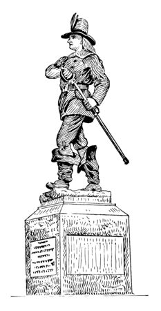 Statue of John Mason he was the founder and governor of New Hampshire vintage line drawing or engraving illustrationのイラスト素材