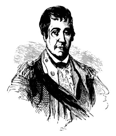 William Barton 1748Â1831 he was an officer in the continental army during American revolutionary war who retired with the rank of colonel vintage line drawing or engraving illustrationのイラスト素材