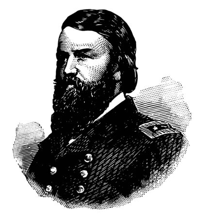 John Pope 1822 to 1892 he was a career United States army officer and union general in the American civil war vintage line drawing or engraving illustrationのイラスト素材