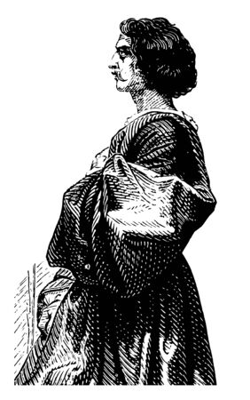 Giorgione c. 1477 to 1510 he was an Italian painter of the Venetian school in the High Renaissance from Venice vintage line drawing or engraving illustrationのイラスト素材