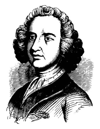 Sir William Johnson c.1715 to 1774 he was an Anglo to Irish official of the British Empire and major general vintage line drawing or engraving illustrationのイラスト素材