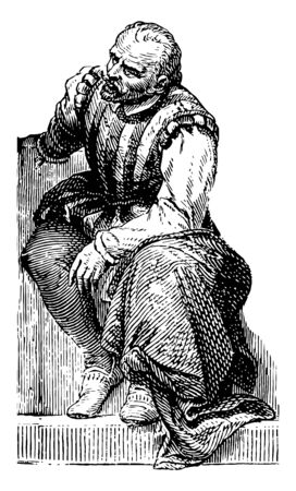 Germain Pilon c. 1525 to 1590 he was a French Renaissance sculptor vintage line drawing or engraving illustrationのイラスト素材