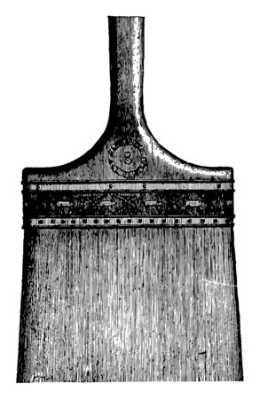 This illustration represents Kalsomine Brush which is made of fiber vintage line drawing or engraving illustration.のイラスト素材