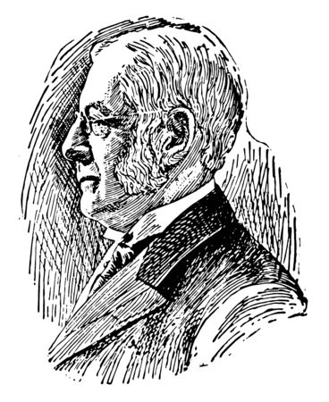 Charles William Eliot 1834 to 1926 he was an American educator and 21st president of Harvard University from 1869 to 1909 vintage line drawing or engraving illustrationのイラスト素材