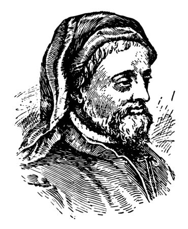 Geoffrey Chaucer vintage illustrationのイラスト素材