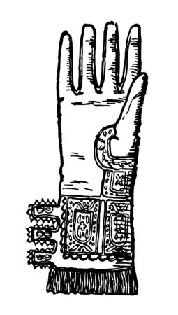 Elizabethan Glove used from the Elizabethan era, vintage line drawing or engraving illustration.のイラスト素材