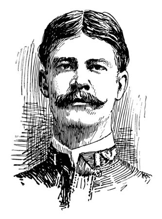 Richmond Pearson Hobson 1870 to 1937 he was a United States navy rear admiral from 1907 to 1915 vintage line drawing or engraving illustrationのイラスト素材