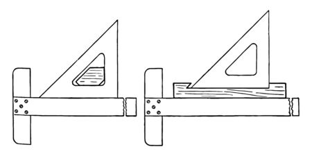 Section Lining Device by slipping a wooden block to hold the triangle is surface of lining was rough and uneven in the later vintage line drawing or engraving illustration.のイラスト素材