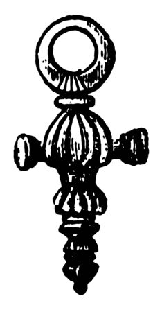 Ancient Earrings are from Korsabad vintage line drawing or engraving illustration.のイラスト素材