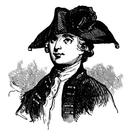 Edmund Fanning 1739 to 1818 he was a British North American colonial administrator military leader and Lieutenant to Governor of Nova Scotia vintage line drawing or engraving illustrationのイラスト素材
