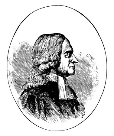 John Wesley 1703 to 1791 he was an English Anglican cleric and theologian vintage line drawing or engraving illustrationのイラスト素材