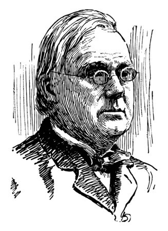 George Frisbie Hoar 1826 to 1904 he was a prominent American politician and United States senator from Massachusetts vintage line drawing or engraving illustrationのイラスト素材