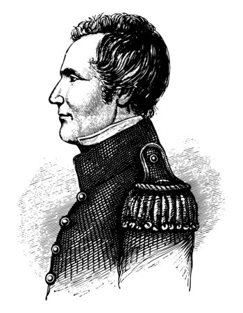 Edmund Pendleton Gaines 1777 to 1849 he was a United States army officer who served with distinction during the war of 1812 the Seminole wars and the Black Hawk War vintage line drawing or engraving illustrationの素材 [FY310133480335]