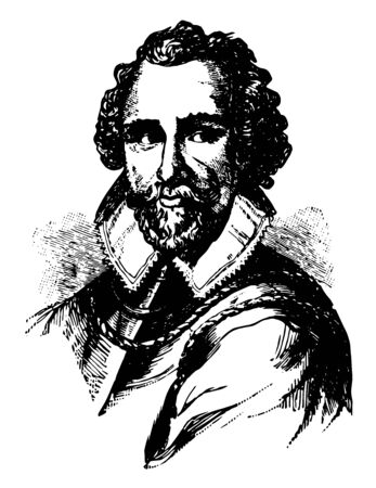 Martin Frobisher he was famous English seaman and privateer who made three voyages to the New World to look for the Northwest Passage vintage line drawing or engraving illustrationのイラスト素材