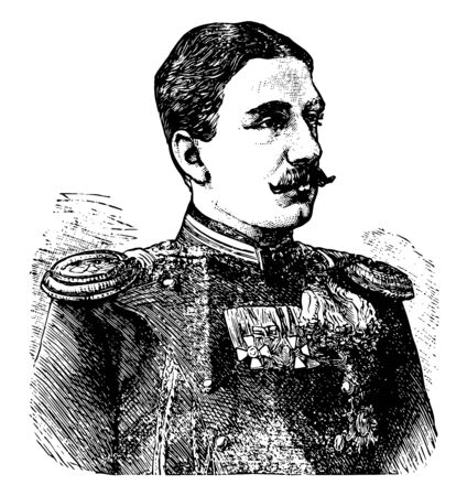 Alexander of Bulgaria 1857 to 1893 he was the first prince of Bulgaria from 1879 to 1886 vintage line drawing or engraving illustrationのイラスト素材