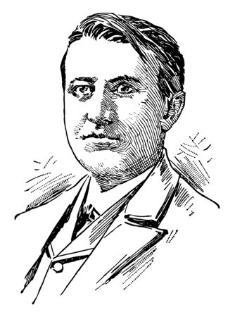 Thomas Alva Edison 1847 to 1931 he was an American inventor businessman and one of the first inventors to apply the principles of mass production vintage line drawing or engraving illustrationのイラスト素材