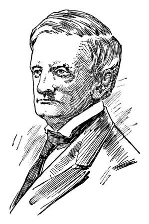 William Maxwell Evarts 1818 to 1901 he was an American lawyer and statesman from New York U.S. secretary of state U.S. attorney general and U.S. senator from New York vintage line drawing or engraving illustrationのイラスト素材