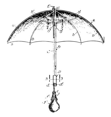 Theatrical Umbrella is intended for common household use and small enough vintage line drawing or engraving illustration.のイラスト素材