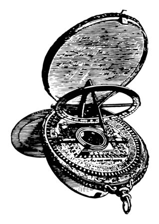 Astrolabe an obsolete astronomical instrument of different forms vintage line drawing or engraving illustration.のイラスト素材