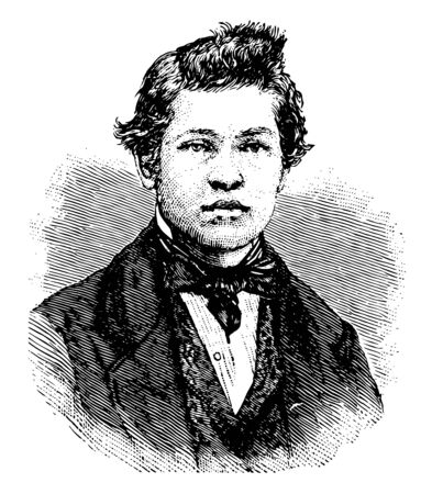 James Abram Garfield at Sixteen 1831 to 1881 he was the 20th president of the United States and member of the U.S. house of representatives from Ohio vintage line drawing or engraving illustrationのイラスト素材