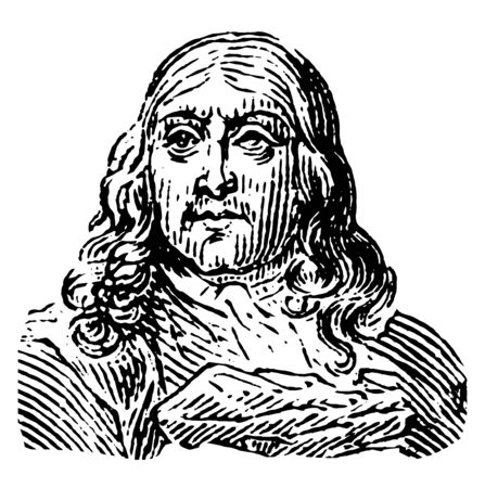Gerard Terborch he was an influential and pioneering Dutch painter vintage line drawing or engraving illustrationのイラスト素材