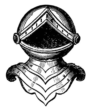 Helm of Baronet is a standing affrontÃ© vintage line drawing or engraving illustration.のイラスト素材