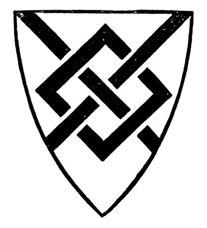 Frette Shield is composed of a Bendlet and Scarp vintage line drawing or engraving illustration.のイラスト素材