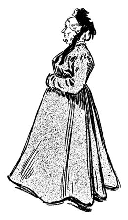 An old woman, vintage line drawing or engraving illustrationのイラスト素材