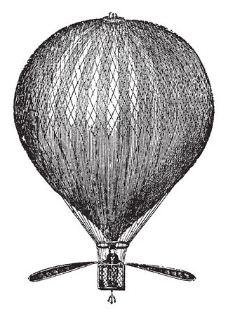 Lunardi Balloon where Vincenzo Lunardi was the pilot of the first balloon flight in England in 1783, vintage line drawing or engraving illustration.のイラスト素材