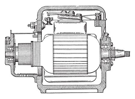 Controller is the automation of machine tools by means of computers executing pre programmed sequences of machine control commands, vintage line drawing or engraving illustration.のイラスト素材