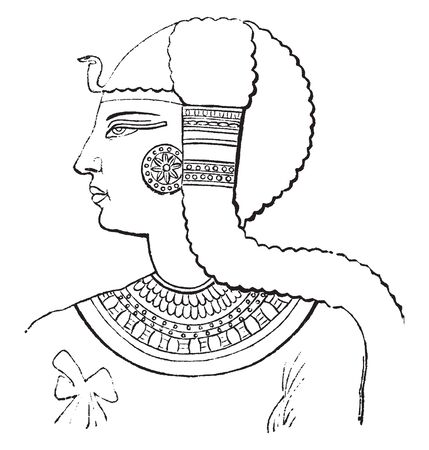 An ancient pharaoh, vintage line drawing or engraving illustrationのイラスト素材